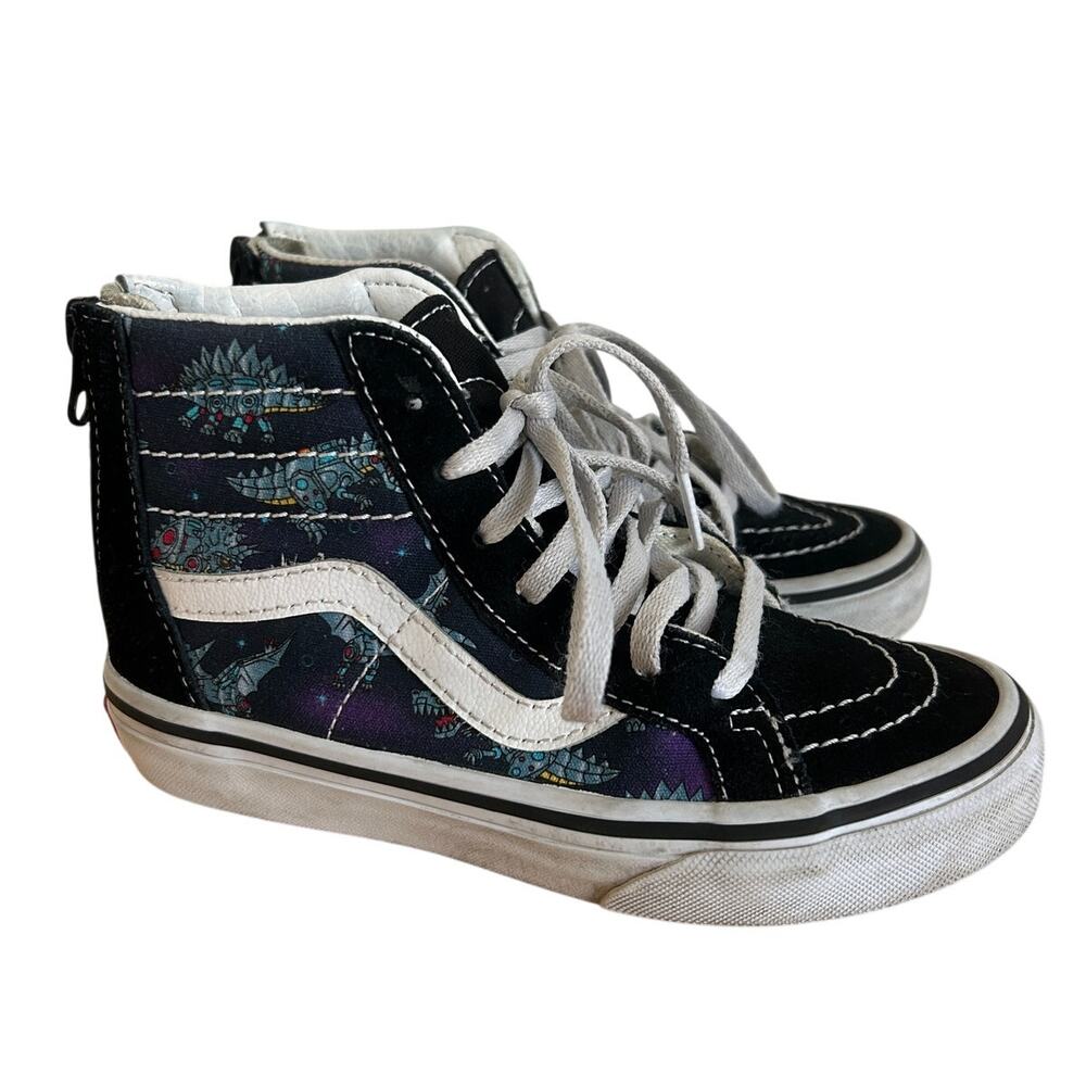 Vans Sk8-Hi Kid's 13 High Top Sneakers Robot Dinosaur Print Black/White